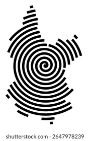 Symbol Map of the city Bremervörde (Niedersachsen, Germany) showing the city with a black spiral line