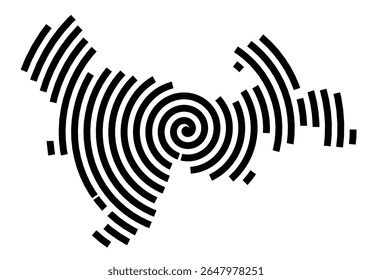 Symbol Map of the city Südheide (Niedersachsen, Germany) showing the city with a black spiral line