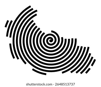 Symbol Map of the city Scheeßel (Niedersachsen, Germany) showing the city with a black spiral line