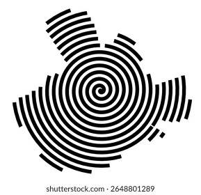 Symbol Map of the city Löningen (Niedersachsen, Germany) showing the city with a black spiral line