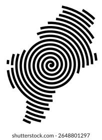 Symbol Map of the city Südbrookmerland (Niedersachsen, Germany) showing the city with a black spiral line