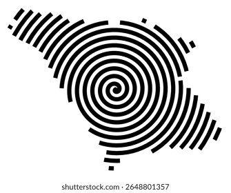 Symbol Map of the city Barßel (Niedersachsen, Germany) showing the city with a black spiral line