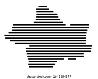 Symbol Map of the city Niestetal (Hessen, Germany) showing the area of the city with just a few black horizontal lines