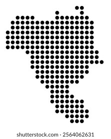 Symbol Map of the City Nimes (France) showing the city with a pattern of just a few black dots
