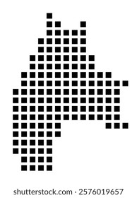 Symbol Map of the City Norderstedt (Germany) showing the city with a pattern of just a few black squares