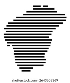 Symbol Map of the city Büren (Nordrhein-Westfalen, Germany) showing the area of the city with just a few black horizontal lines