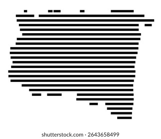 Symbol Map of the city Möhnesee (Nordrhein-Westfalen, Germany) showing the area of the city with just a few black horizontal lines