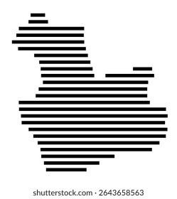 Symbol Map of the city Hünxe (Nordrhein-Westfalen, Germany) showing the area of the city with just a few black horizontal lines