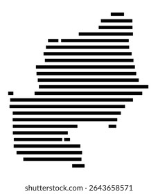 Symbol Map of the city Hückeswagen (Nordrhein-Westfalen, Germany) showing the area of the city with just a few black horizontal lines