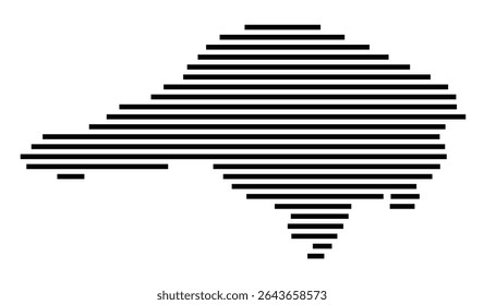 Symbol Map of the city Hüllhorst (Nordrhein-Westfalen, Germany) showing the area of the city with just a few black horizontal lines