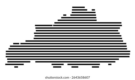 Symbol Map of the city Fröndenberg_Ruhr (Nordrhein-Westfalen, Germany) showing the area of the city with just a few black horizontal lines