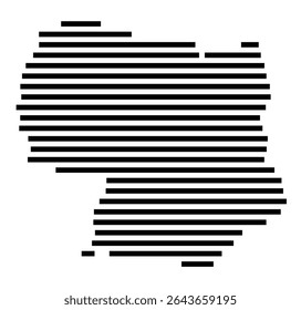 Mapa de símbolos da cidade Bönen (Nordrhein-Westfalen, Alemanha) mostrando a área da cidade com apenas algumas linhas horizontais pretas