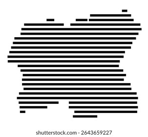 Symbol Map of the city Anröchte (Nordrhein-Westfalen, Germany) showing the area of the city with just a few black horizontal lines