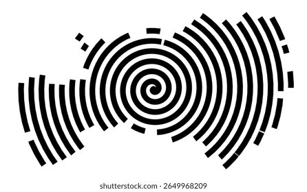 Symbol Map of the city Nörvenich (Nordrhein-Westfalen, Germany) showing the city with a black spiral line