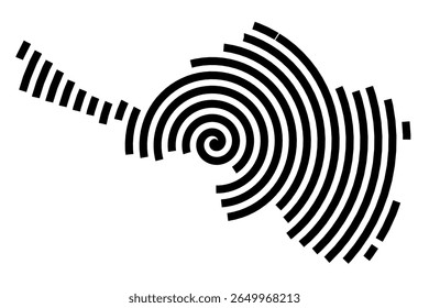 Symbol Map of the city Übach-Palenberg (Nordrhein-Westfalen, Germany) showing the city with a black spiral line