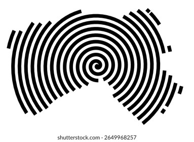 Symbol Map of the city Niederkrüchten (Nordrhein-Westfalen, Germany) showing the city with a black spiral line