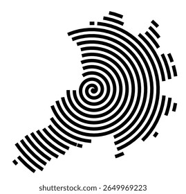 Symbol Map of the city Sprockhövel (Nordrhein-Westfalen, Germany) showing the city with a black spiral line