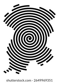 Symbol Map of the city Leopoldshöhe (Nordrhein-Westfalen, Germany) showing the city with a black spiral line