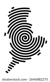 Symbol Map of the city Nossen (Sachsen, Germany) showing the city with a black spiral line