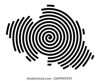 Symbol Map of the city Nottuln (Nordrhein-Westfalen, Germany) showing the city with a black spiral line