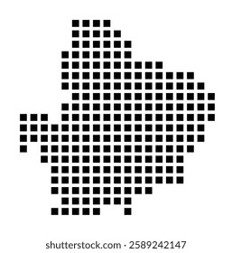 Symbol Map of the City Novara (Italy) showing the city with a pattern of just a few black squares