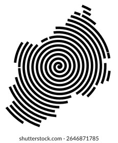 Mapa de símbolos da cidade Oberasbach (Bayern, Germany) mostrando a cidade com uma linha espiral preta
