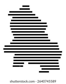 Symbol Map of the city Oberderdingen (Baden-Württemberg, Germany) showing the area of the city with just a few black horizontal lines