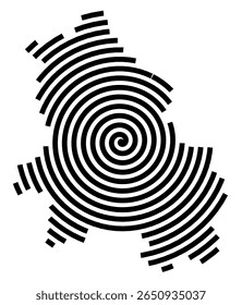 Mapa de símbolos da cidade Oberderdingen (Baden-Württemberg, Alemanha) mostrando a cidade com uma linha espiral preta