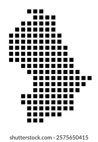 Symbol Map of the City Oberhausen (Germany) showing the city with a pattern of just a few black squares