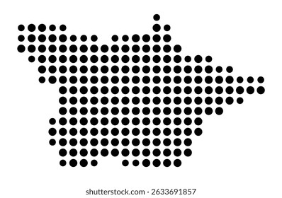 Symbol Map of the city Oberndorf am Neckar (Baden-Württemberg, Germany) showing the city with a pattern of just a few black dots