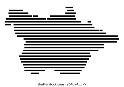Symbol Map of the city Oberndorf am Neckar (Baden-Württemberg, Germany) showing the area of the city with just a few black horizontal lines