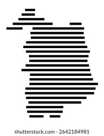 Symbol Map of the city Ober-Ramstadt (Hessen, Germany) showing the area of the city with just a few black horizontal lines