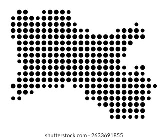 Mapa de símbolos da cidade Obersulm (Baden-Württemberg, Alemanha) mostrando a cidade com um padrão de apenas alguns pontos pretos
