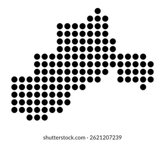 Symbol Map Of the City Obertshausen (Germany) showing the city with a pattern of just a few black dots