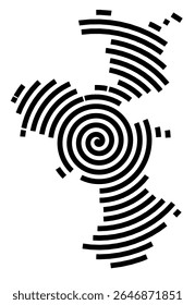 Mapa de símbolos da cidade Ochsenfurt (Baviera, Alemanha) mostrando a cidade com uma linha espiral preta
