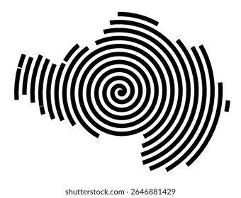 Symbol Map of the city Oelsnitz_Erzgeb. (Sachsen, Germany) showing the city with a black spiral line