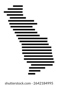 Symbol Map of the city Oestrich-Winkel (Hessen, Germany) showing the area of the city with just a few black horizontal lines