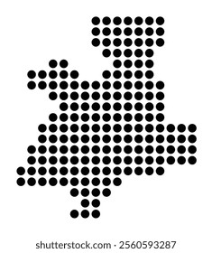 Symbol Map of the City Offenbach am Main (Germany) showing the city with a pattern of just a few black dots