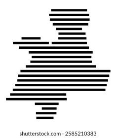 Symbol Map of the City Offenbach am Main (Germany) showing the city with just a few black horizontal lines