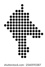 Symbol Map of the City Offenburg (Germany) showing the city with a pattern of just a few black dots