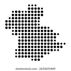 Mapa de símbolos da cidade Oftersheim (Baden-Württemberg, Alemanha) mostrando a cidade com um padrão de apenas alguns pontos pretos