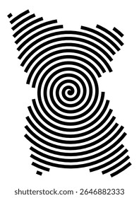 Symbol Map of the city Preußisch Oldendorf (Nordrhein-Westfalen, Germany) showing the city with a black spiral line