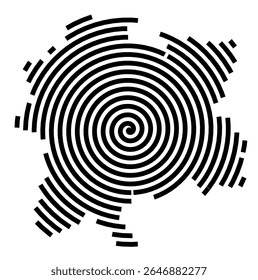 Symbol Map of the city Oschatz (Sachsen, Germany) showing the city with a black spiral line