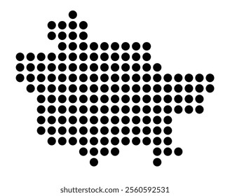 Symbol Map of the City Osnabrueck (Germany) showing the city with a pattern of just a few black dots