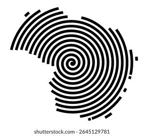 Symbol Map of the city Ostbevern (Nordrhein-Westfalen, Germany) showing the city with a black spiral line