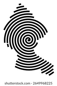 Symbol Map of the city Ostercappeln (Niedersachsen, Germany) showing the city with a black spiral line