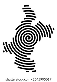 Mapa de símbolos da cidade Osterhofen (Baviera, Alemanha) mostrando a cidade com uma linha espiral preta