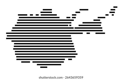 Symbol Map of the city Osterode am Harz (Niedersachsen, Germany) showing the area of the city with just a few black horizontal lines
