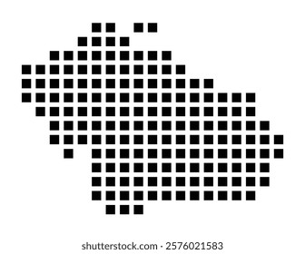 Symbol Map of the City Ostfildern (Germany) showing the city with a pattern of just a few black squares