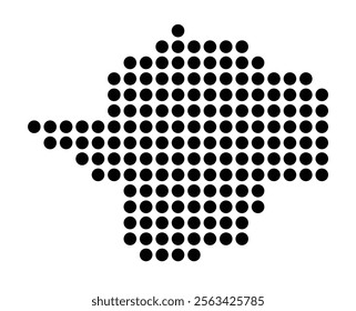 Symbol Map of the City Ostrow Wielkopolski (Poland) showing the city with a pattern of just a few black dots